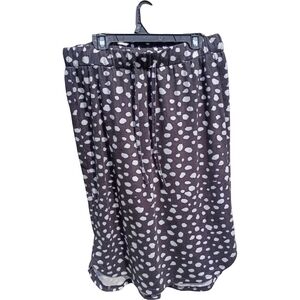 Tickled Teal Black & White Polka Dot Drawstring Midi Skirt